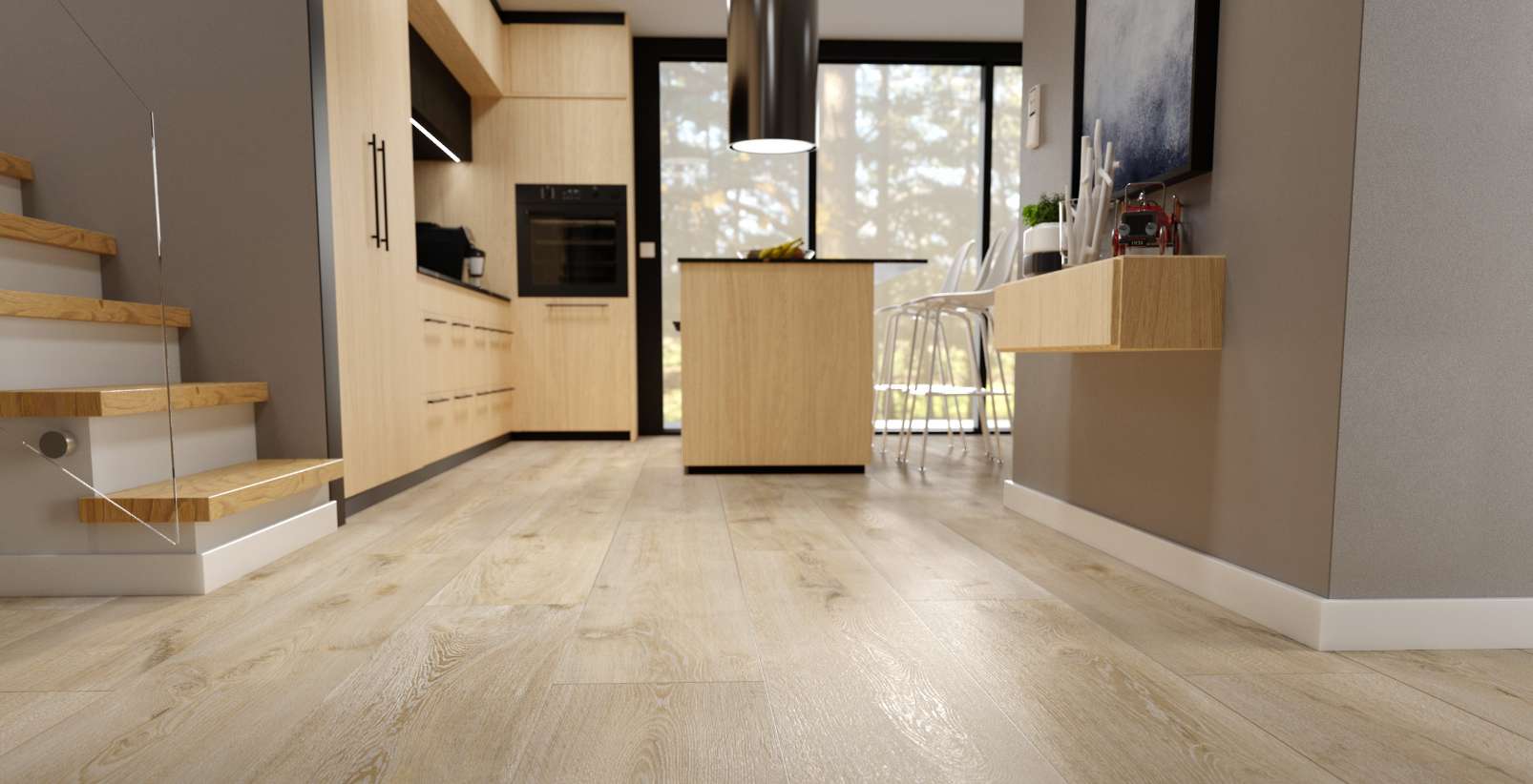 Blond Newport Oak, SE, 6 mm, Long Plank - Room Scene